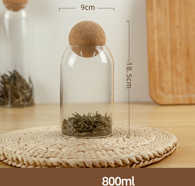 Food Storage Glass Jar with Wood Lid Ball Clear