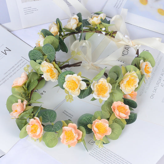 Flower garland fabric simulation flower hair accessory celebrity children's performance sweet flower wreath headwear