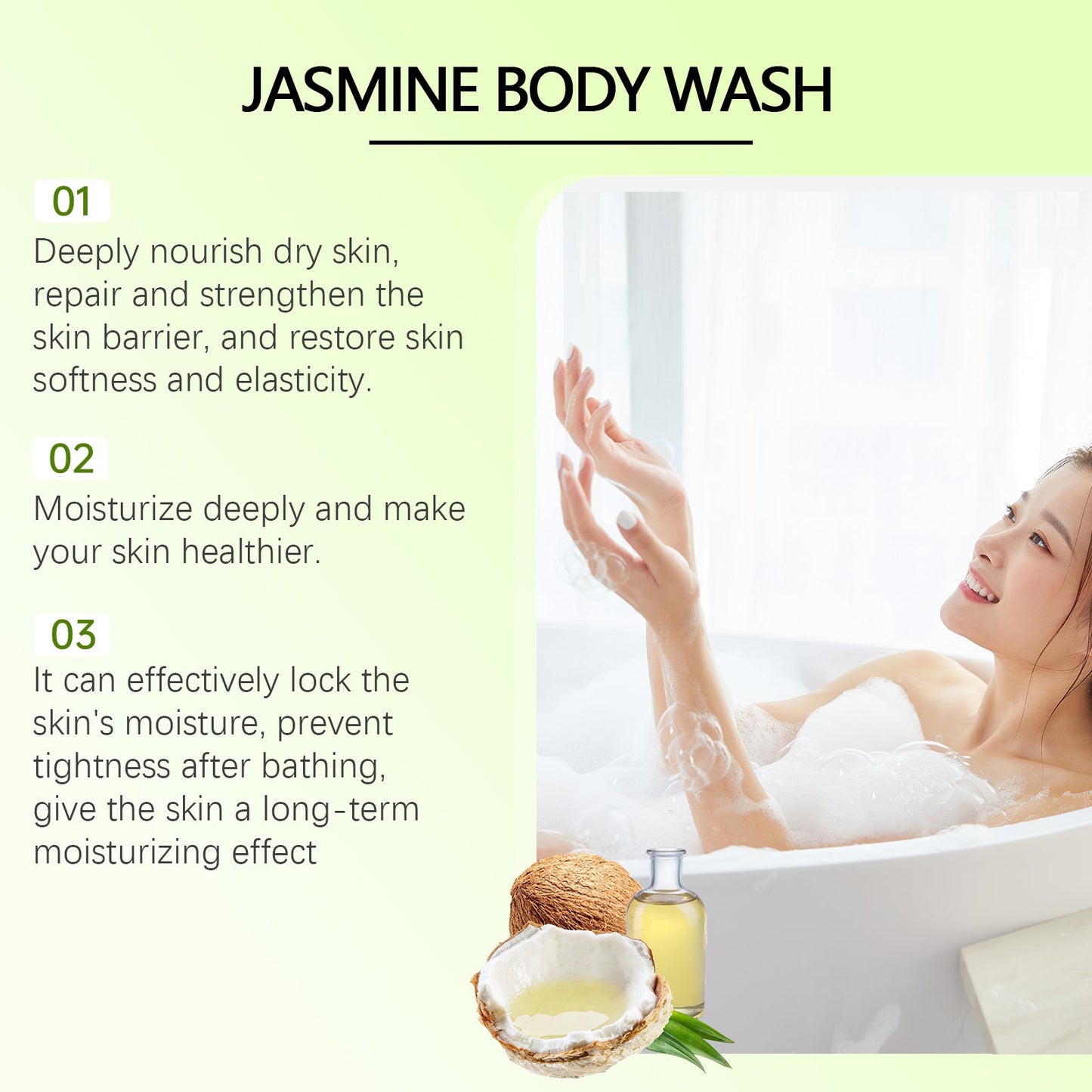 Jasmine Moisturizing Body Wash, Gentle, Clean, Smooth, Moisturizing And Fragrant Body Wash