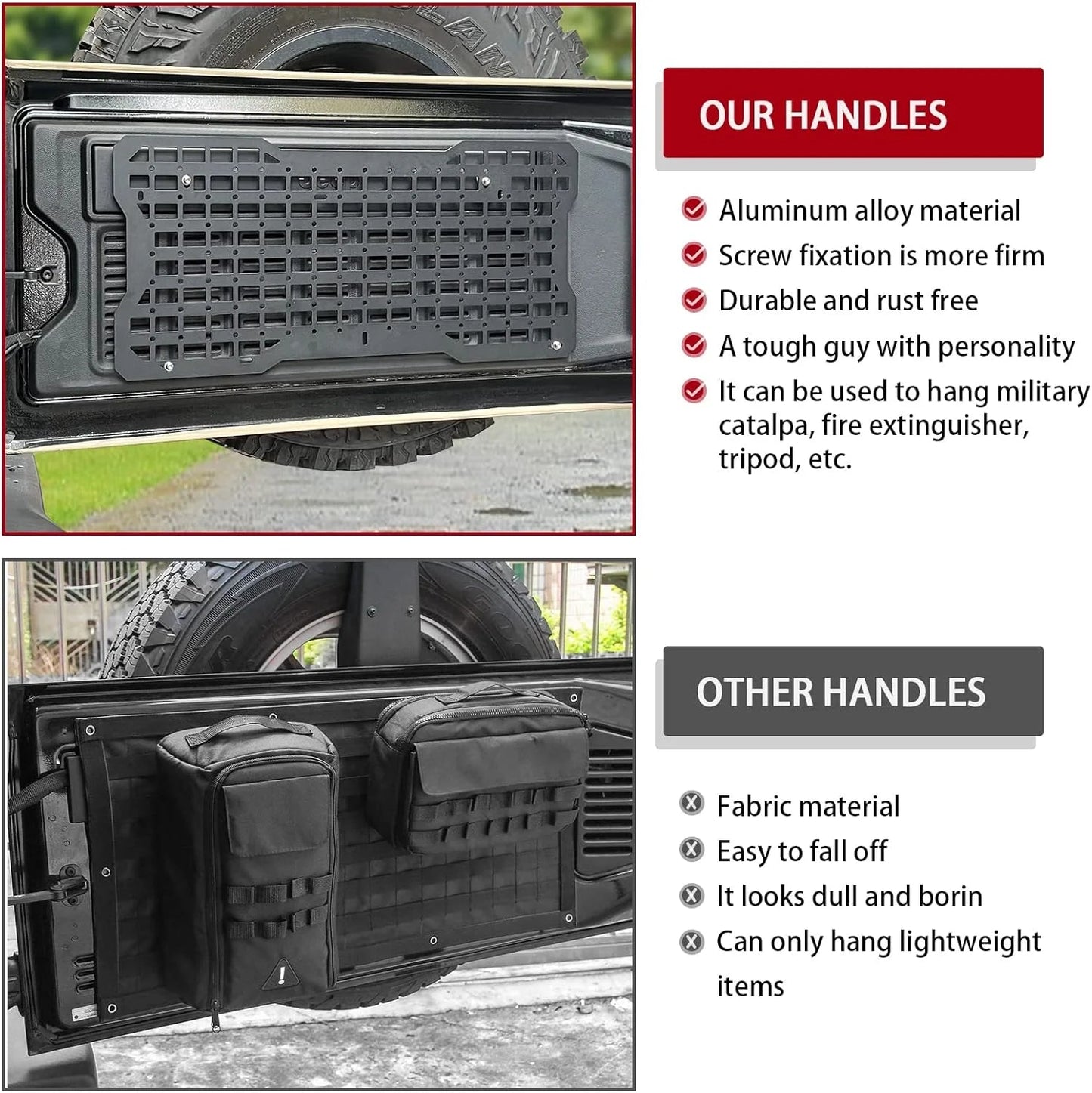 JK&JL Tailgate Tactical Panel for Wrangler Tailgate Tool Kit/JL Organizer Racks Compatible with Jeep Wrangler 2007-2022 JK JKU &