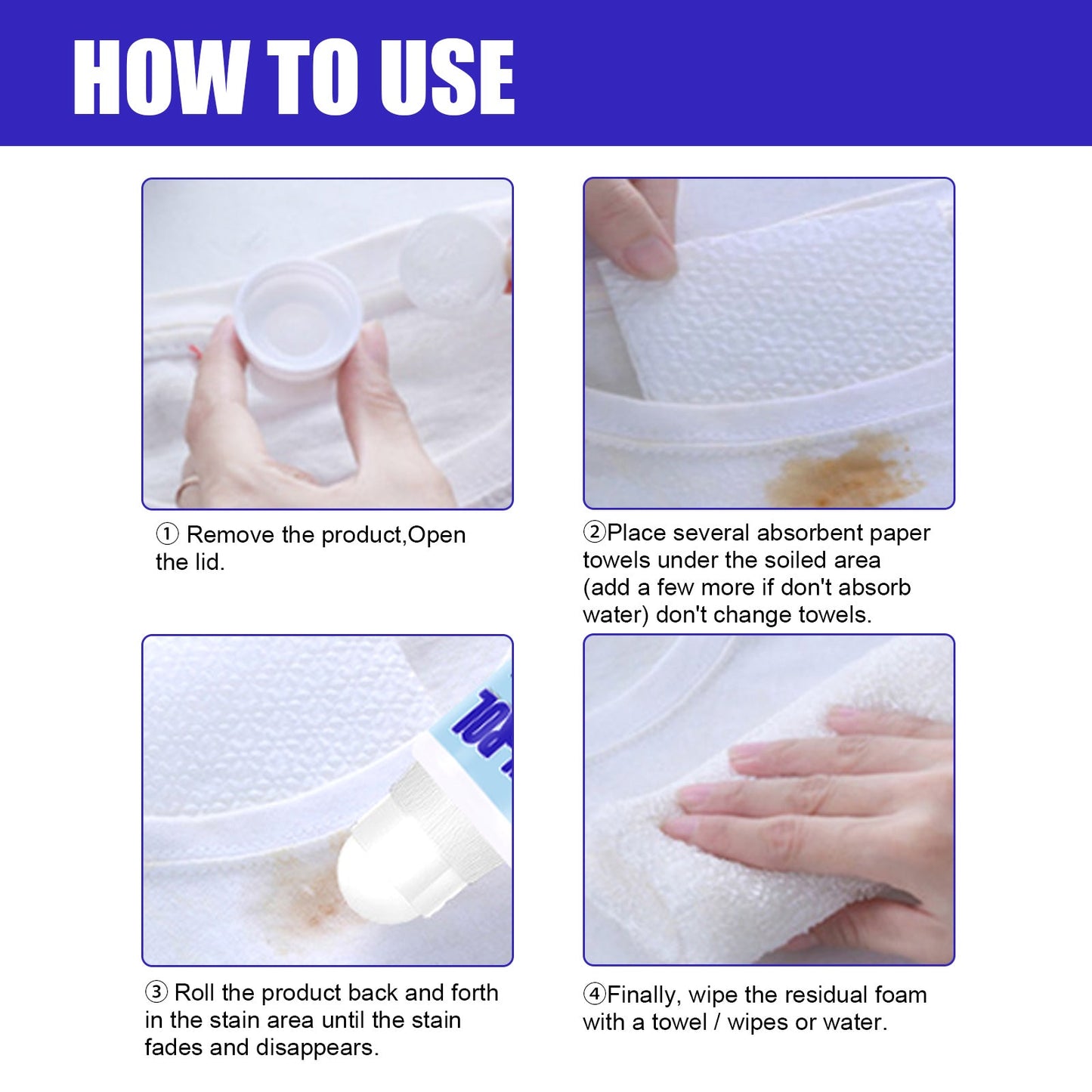 JUE FISH Stain-Rol, White Coffee Stains For Scouring Agent Degreasing Make-Up Stain