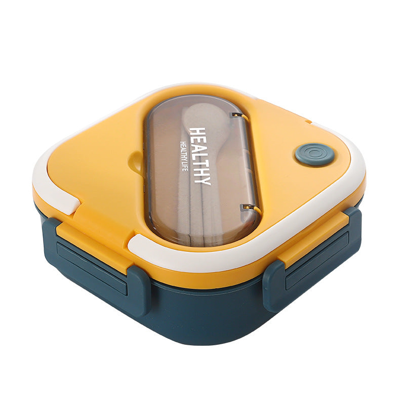 Japanese style simple sealed square single layer compartment lunch box