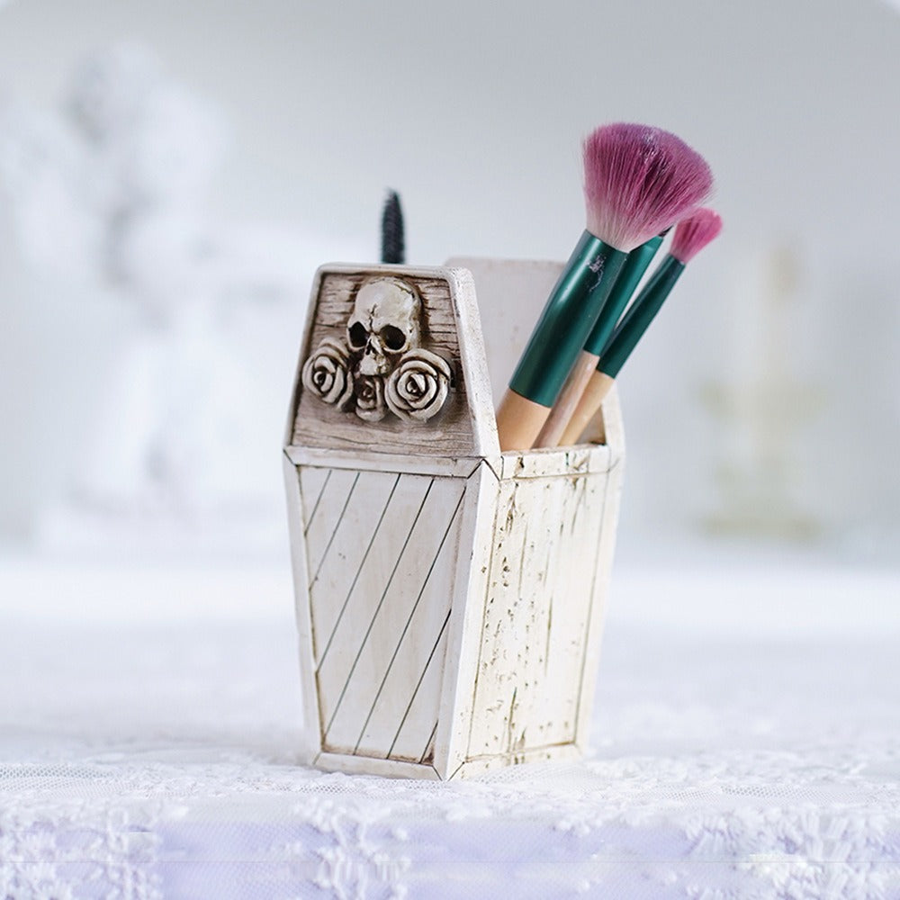 Flower Skeleton Makeup Brush Storage Box Desktop Pen Holder