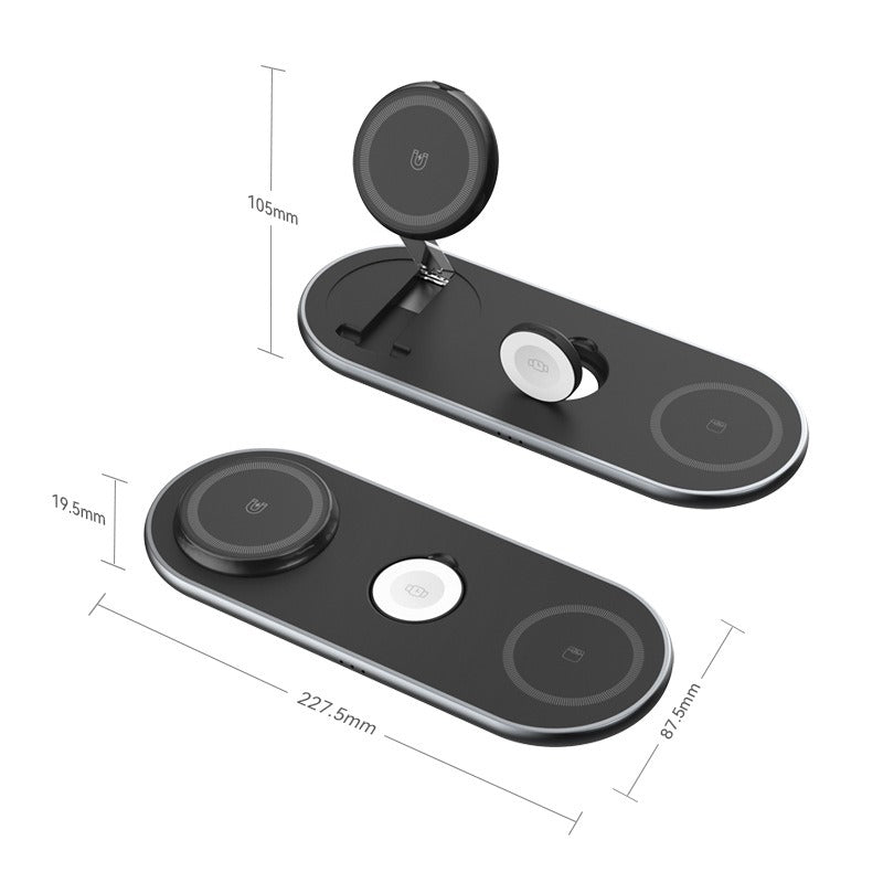 Foldable wireless convenient 3-in-1 magnetic wireless fast charging suitable for Apple 3-in-1 wireless charging