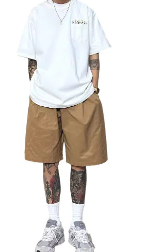 Loose-Fit Cropped Wide-Leg Pants with Elastic Waist