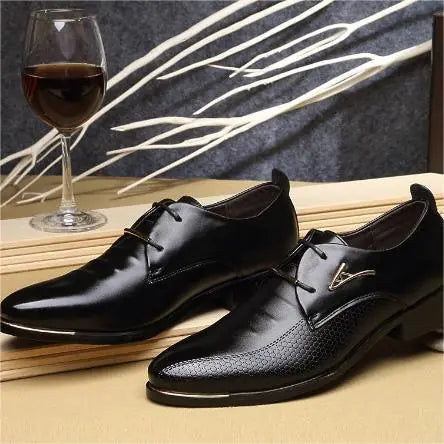 British Style Lace-Up Pointed Toe Leather Shoes
