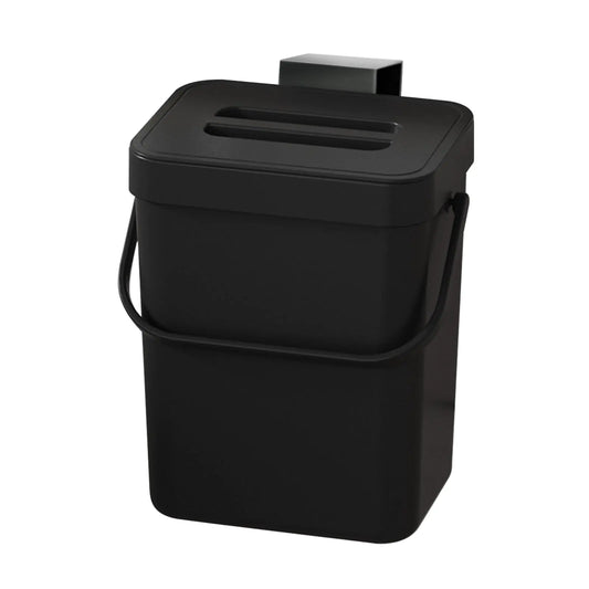Trash Can with Lid for Kitchen Under Sink Sealed Compost Bin Food Kitchen Waste Bin on Countertop Hanging Garbage Can Mountable Small Trash Bin Small Recycling Bin for Kitchen Black Compost Bin