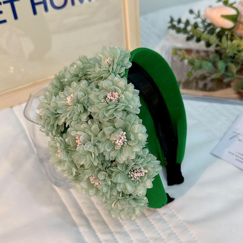 Flower series fashionable wide edge handmade fabric headband headband for women