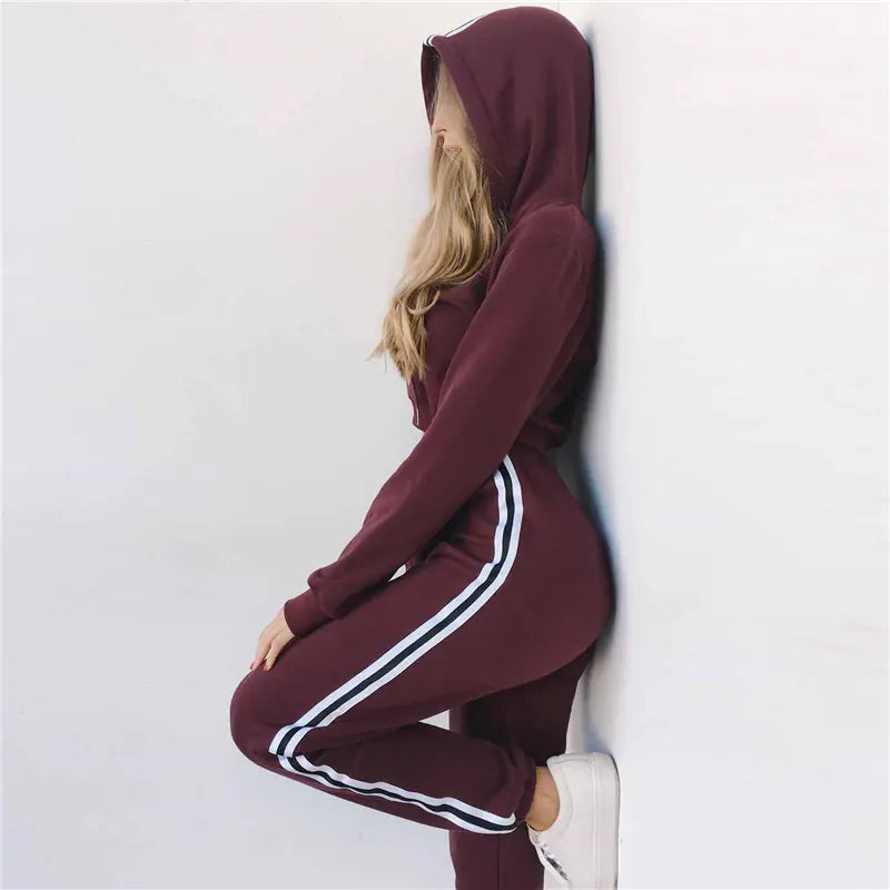 Cropped Hoodie Sports Set with Sweatshirt