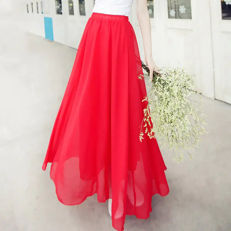 Half-Length Plus Size High Waist Chiffon Skirt