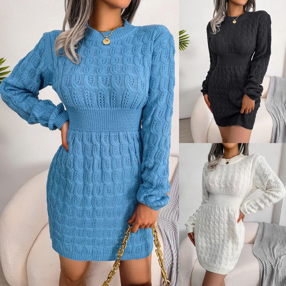 Autumn Winter Casual Knitted Dress for Women