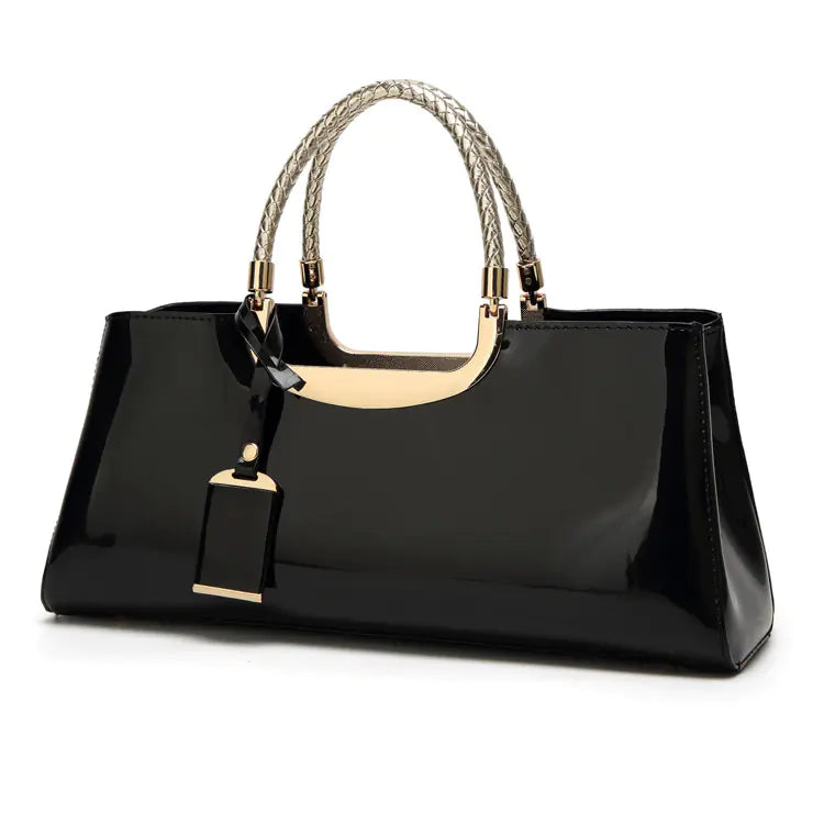 Fashionable Glossy Patent Leather Handbag for Brides