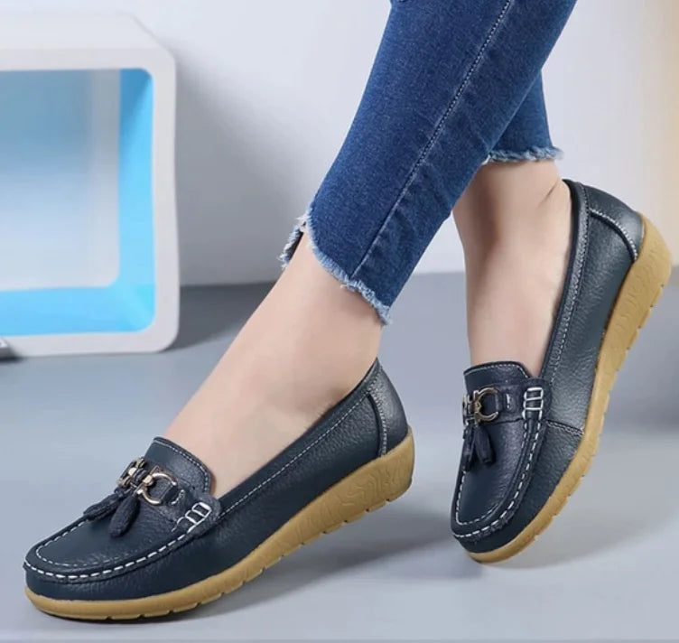 Casual Flat Shoes for Women - Genuine Leather
