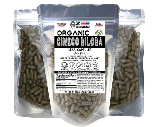 Ginkgo Biloba Leaf Capsules - 1200mg Pure Organic Herbal Supplement