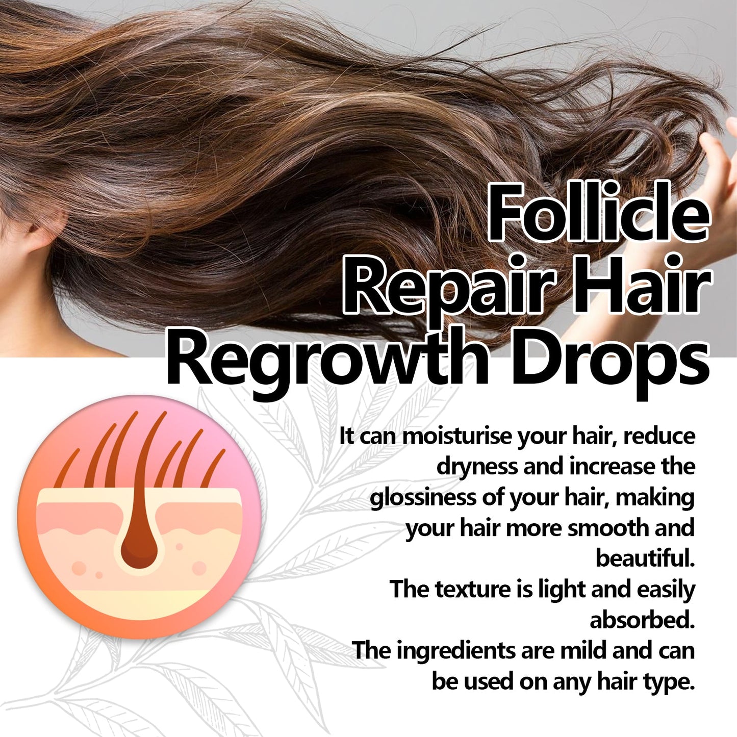 Follicle Repair Hair Regrowth Drops, Hair Protection Strong And Solid Hair Thickening Scalp Nourishing Massage Lotion