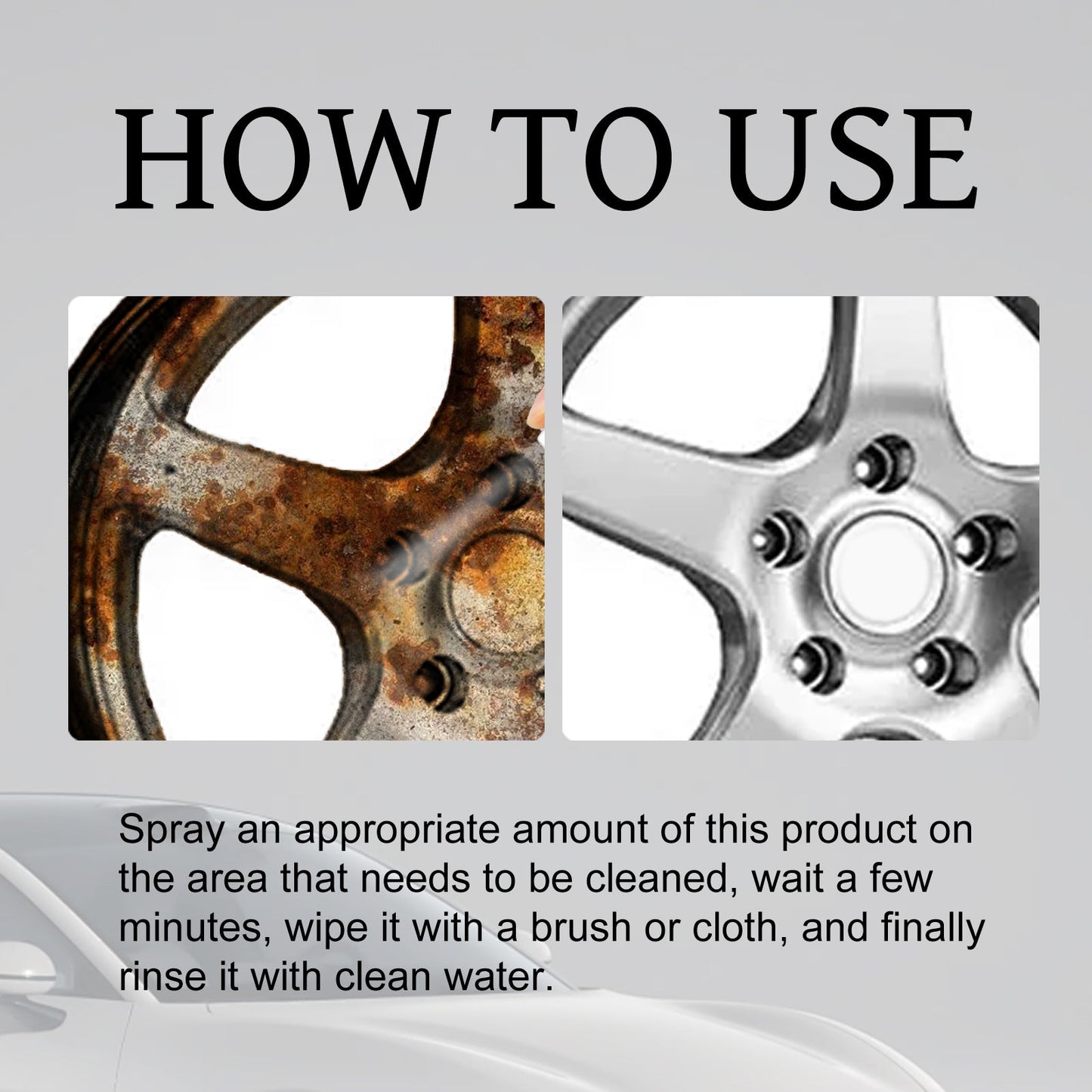 Iron Remover Spray, Auto Paint Tire Rust Removal Polishing Cleaning Agent