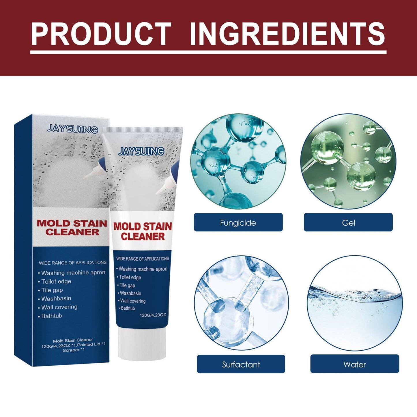 JAYSUING Mildew Removal Gel, Household Mildew Remover To Remove Mildew Stains Bathroom Kitchen White Wall Mildew Cleaner