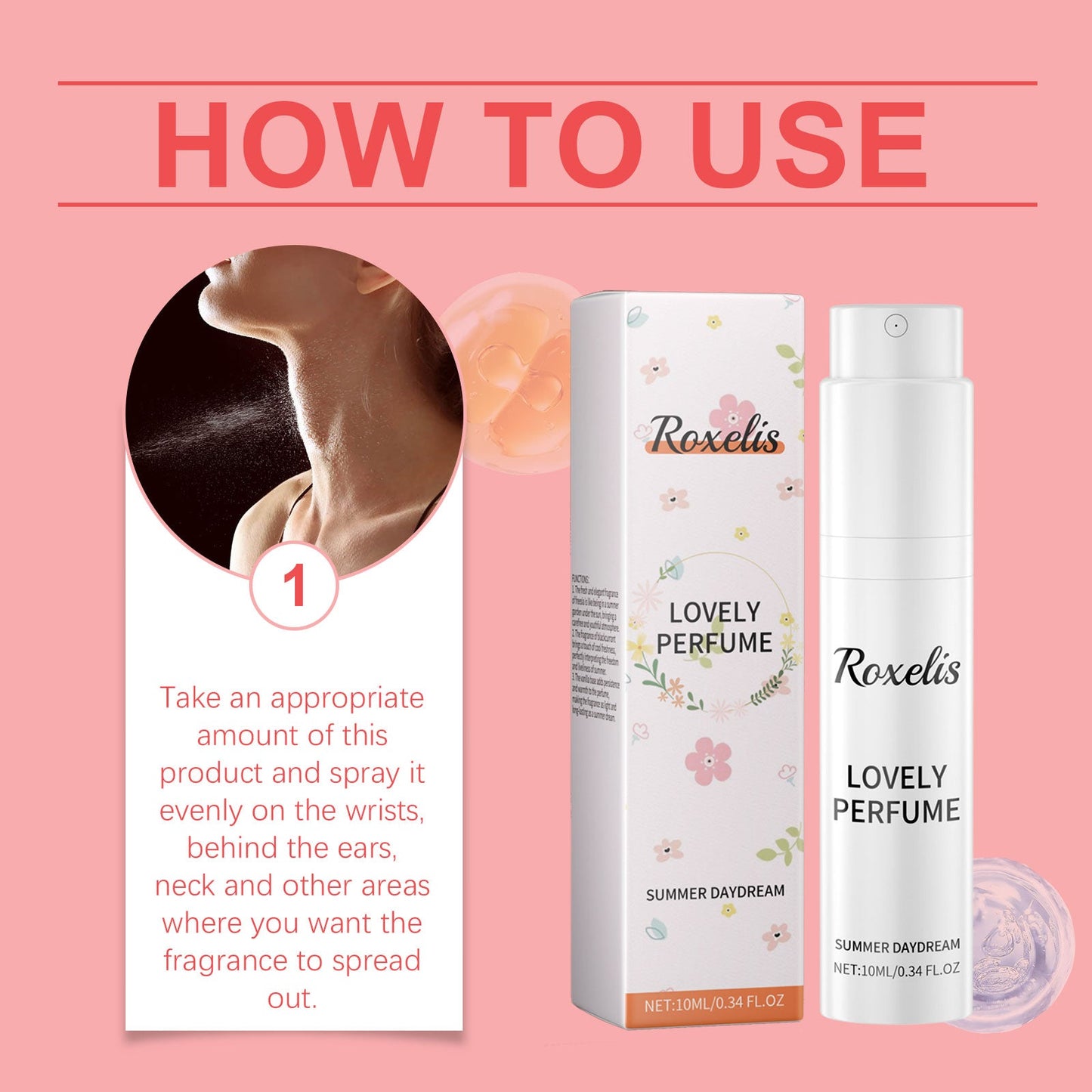 Freesia Spin Perfume Spray, Women Exude Long-Lasting Charm Fresh Elegant Light Fragrance Portable Sample Perfume