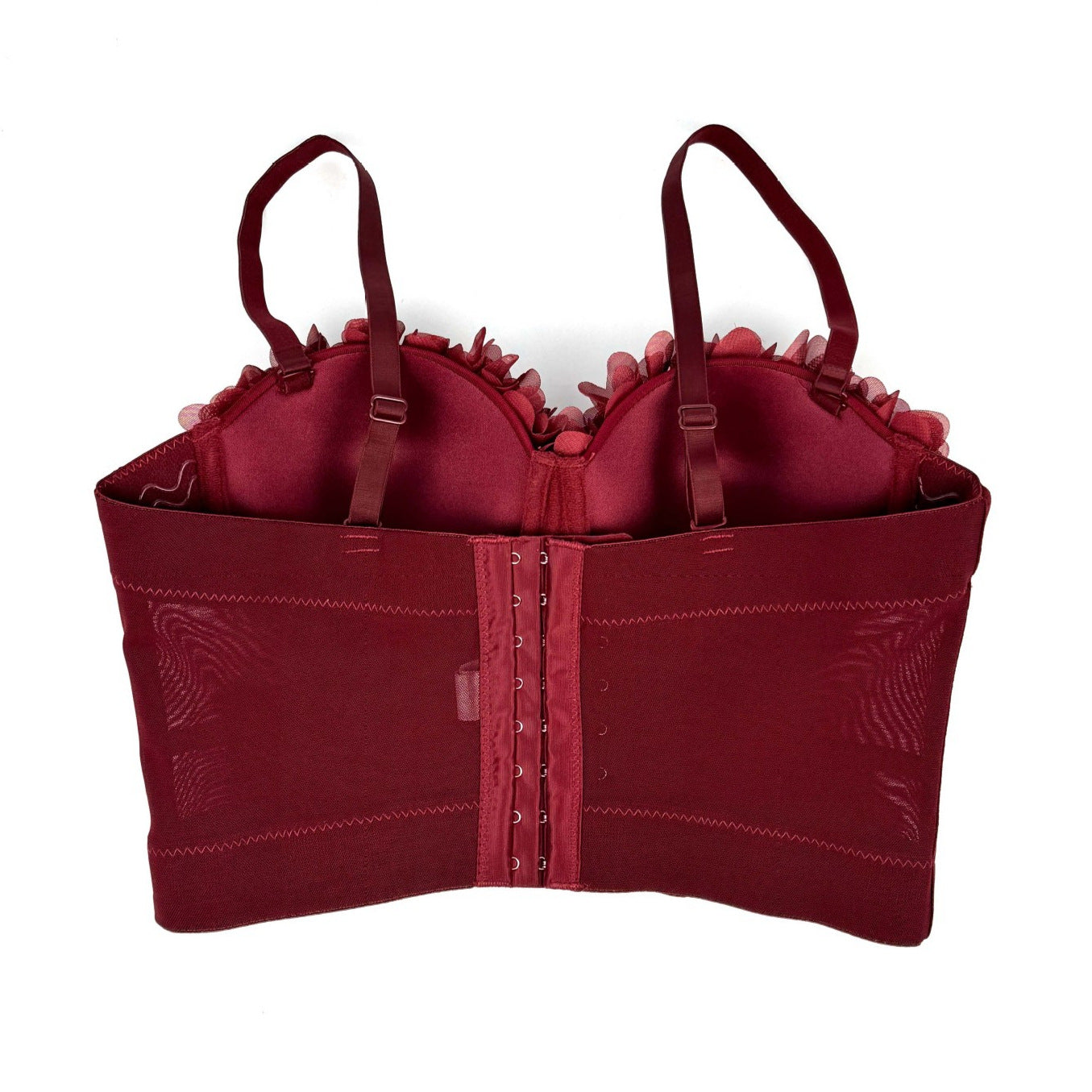 French mesh see through fishbone corset with chest cushion three-dimensional flower shaped outerwear beautiful back