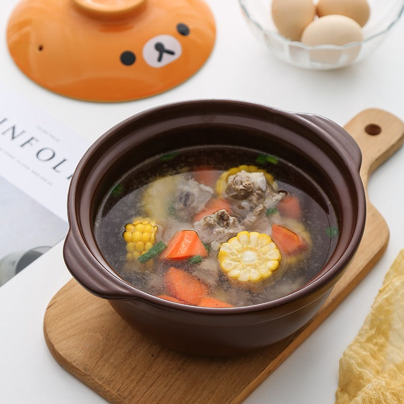 Japanese Casserole Little Bear Household Baby And Child Supplementary Food Open Fire Ceramic Stewed Pot Small Soup Pot Sand Pot