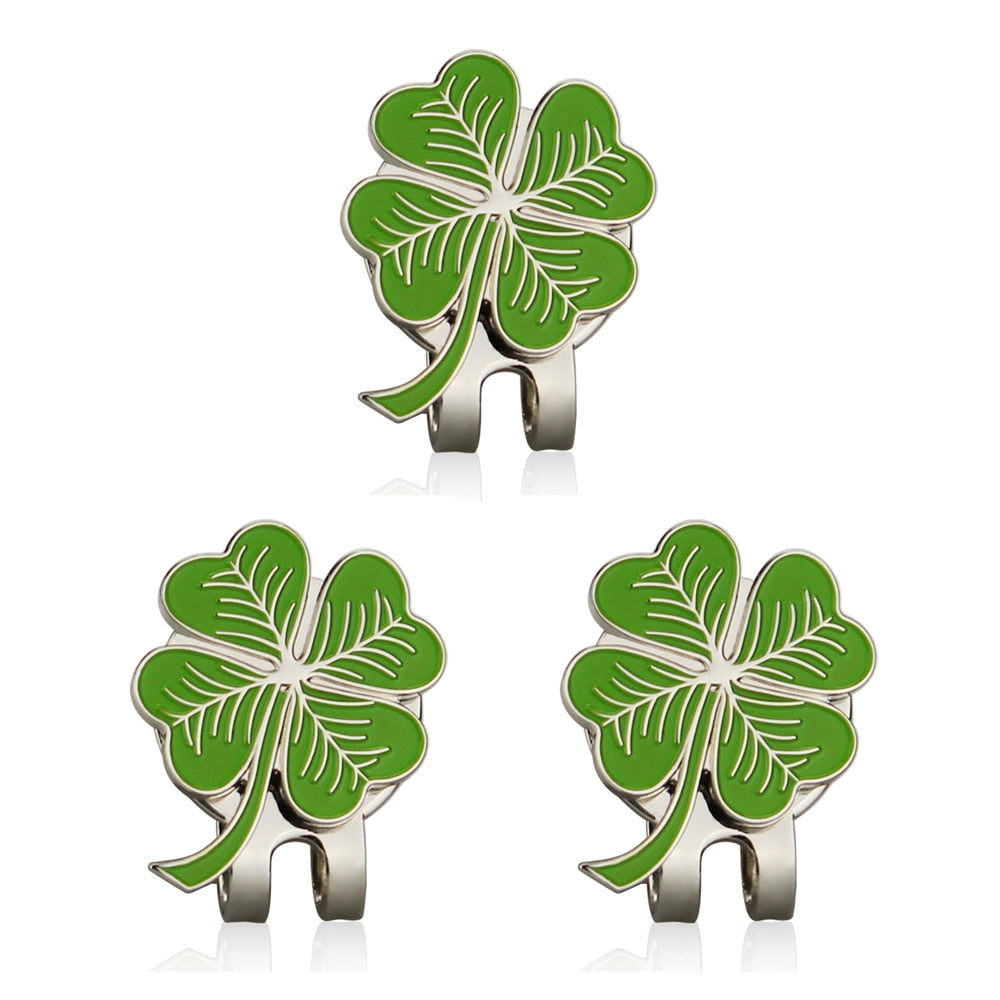Four Leaf Clovers Golf Ball Marker with Golf hat clip Wholesale  Golf Accessories for golfer gift alloy Lucky clover marker