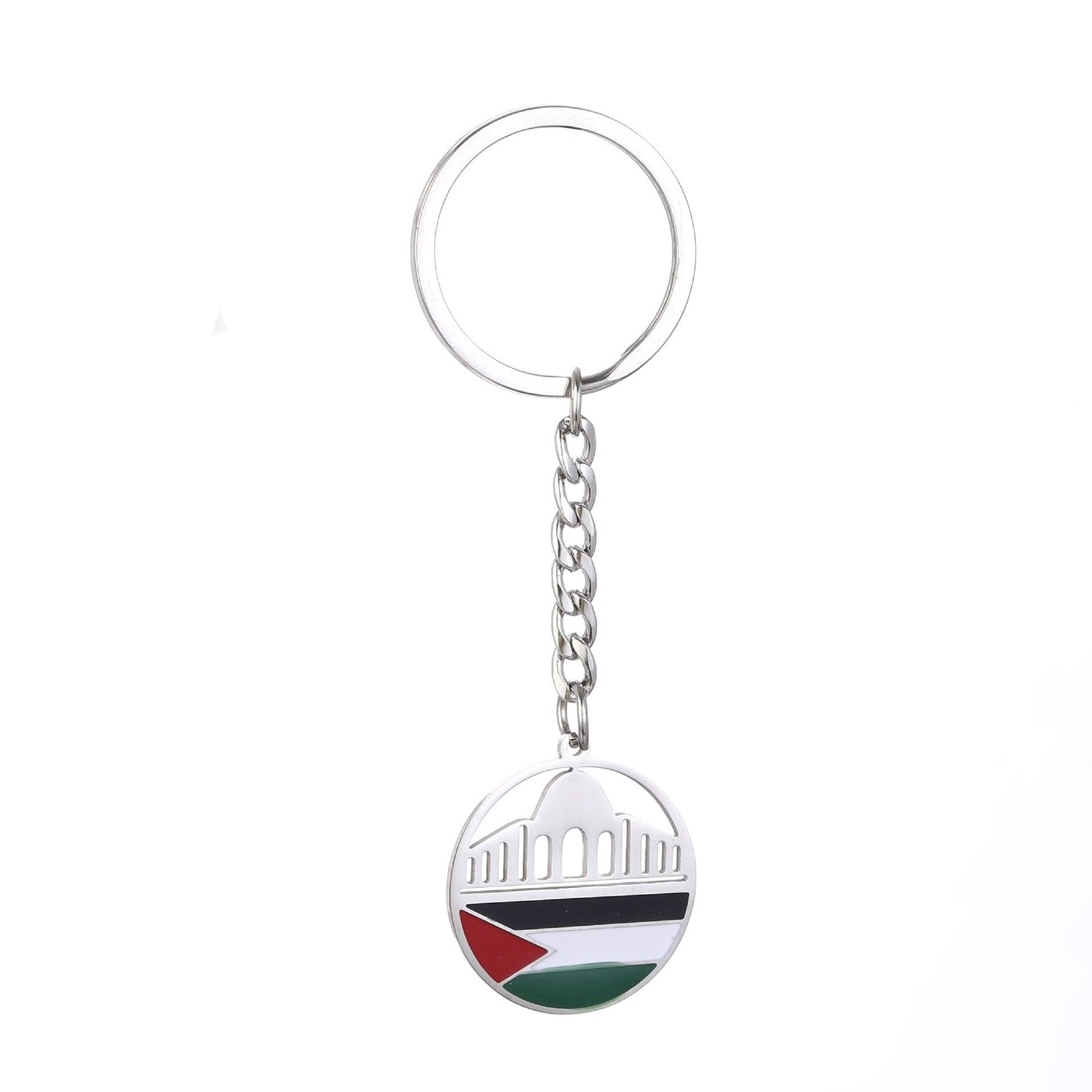 Israel Palestine Map Flag Drip Oil Stainless Steel Keychain Fashion Men's and Women's Stainless Steel Keys