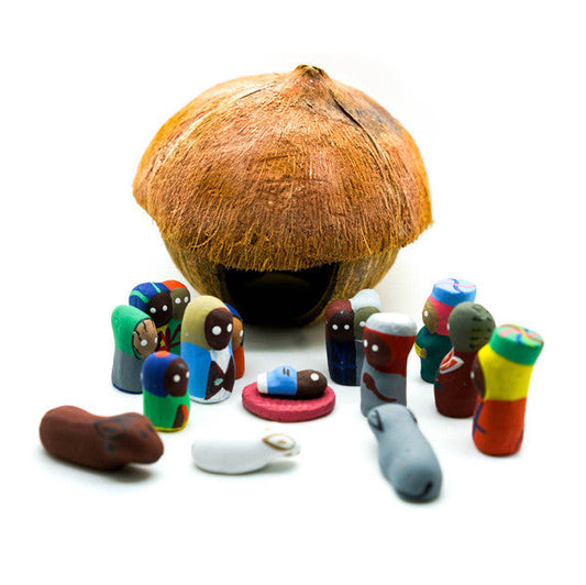 Pre Order for November Delivery! The famous Haitian Coconut Nativity Set