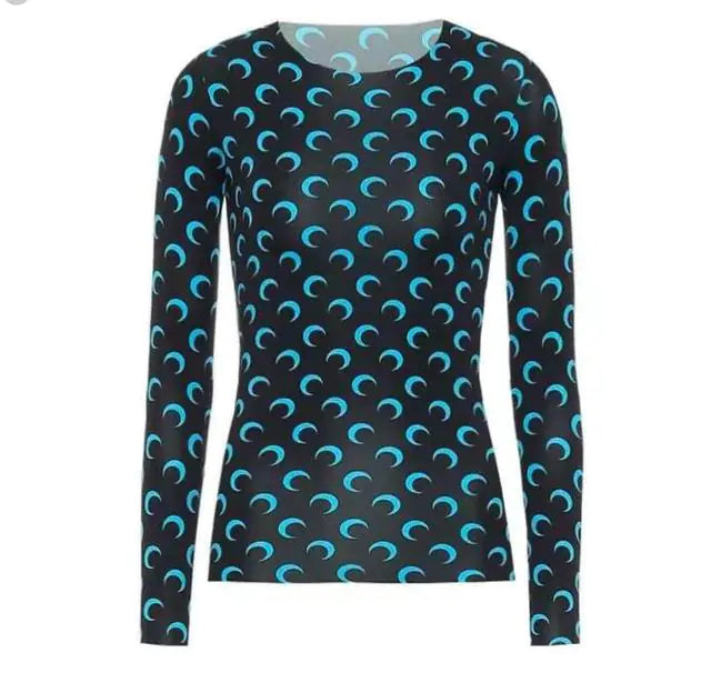 Women's Long-Sleeved Marine Moon T-Shirts & Underwear