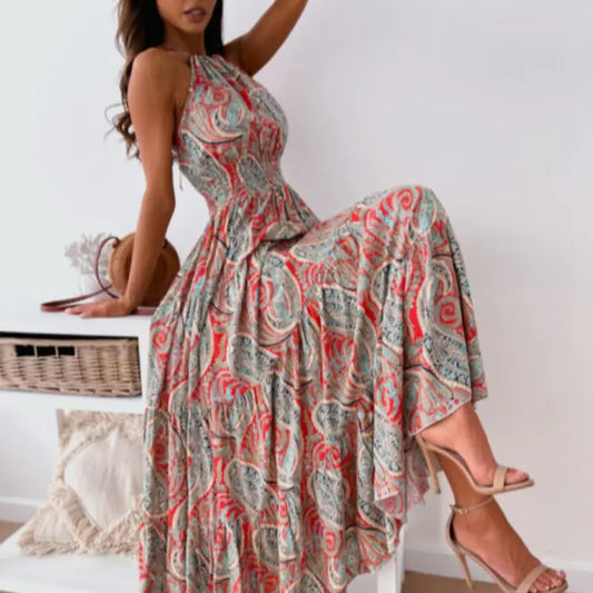 Bohemian Floral Backless Maxi Dress