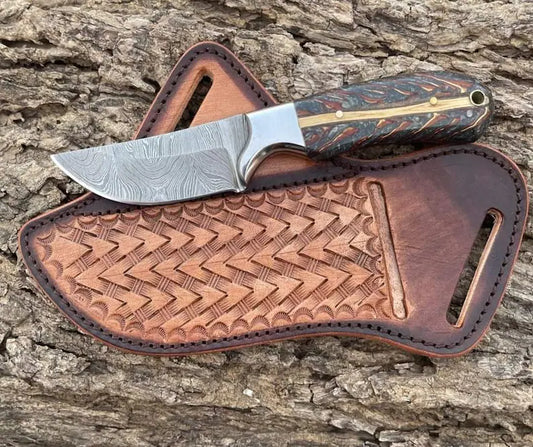 Winter Edition – Custom Handmade Cowboy Knife with Belt Rope Leather Sheath