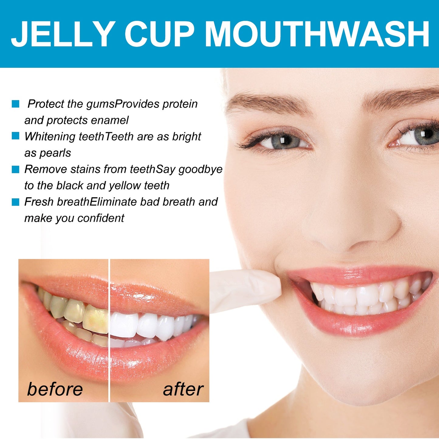 Jelly Cup Mouthwash Cleans Bad Breath, Teeth Stains, Smoke Stains, Brightening Teeth And Refreshing Breath