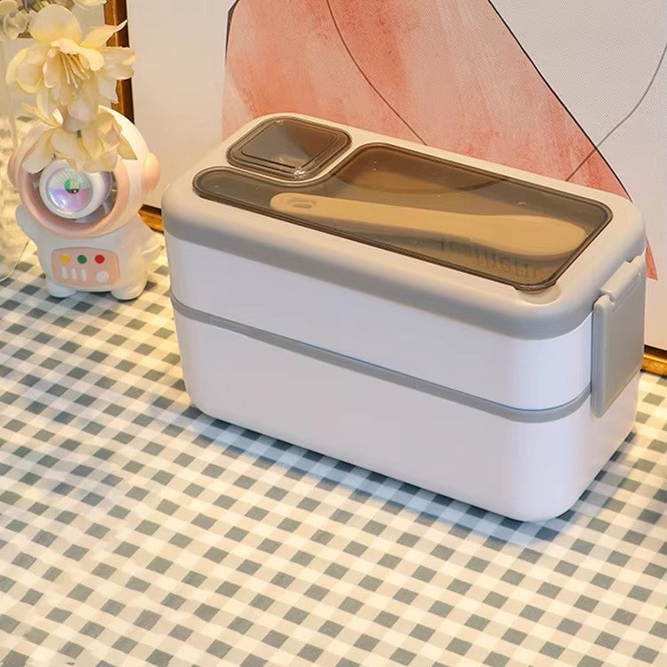 Japanese style microwaveable double layer compartment sealed lunch box