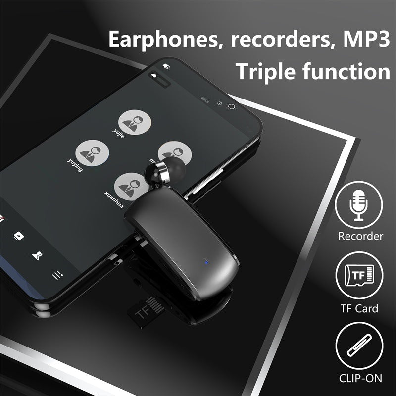 K68 New Collar style Bluetooth Earphones MP3 Earphones Wireless Telescopic Cable Single Ear Card Insertion Recording Earphones