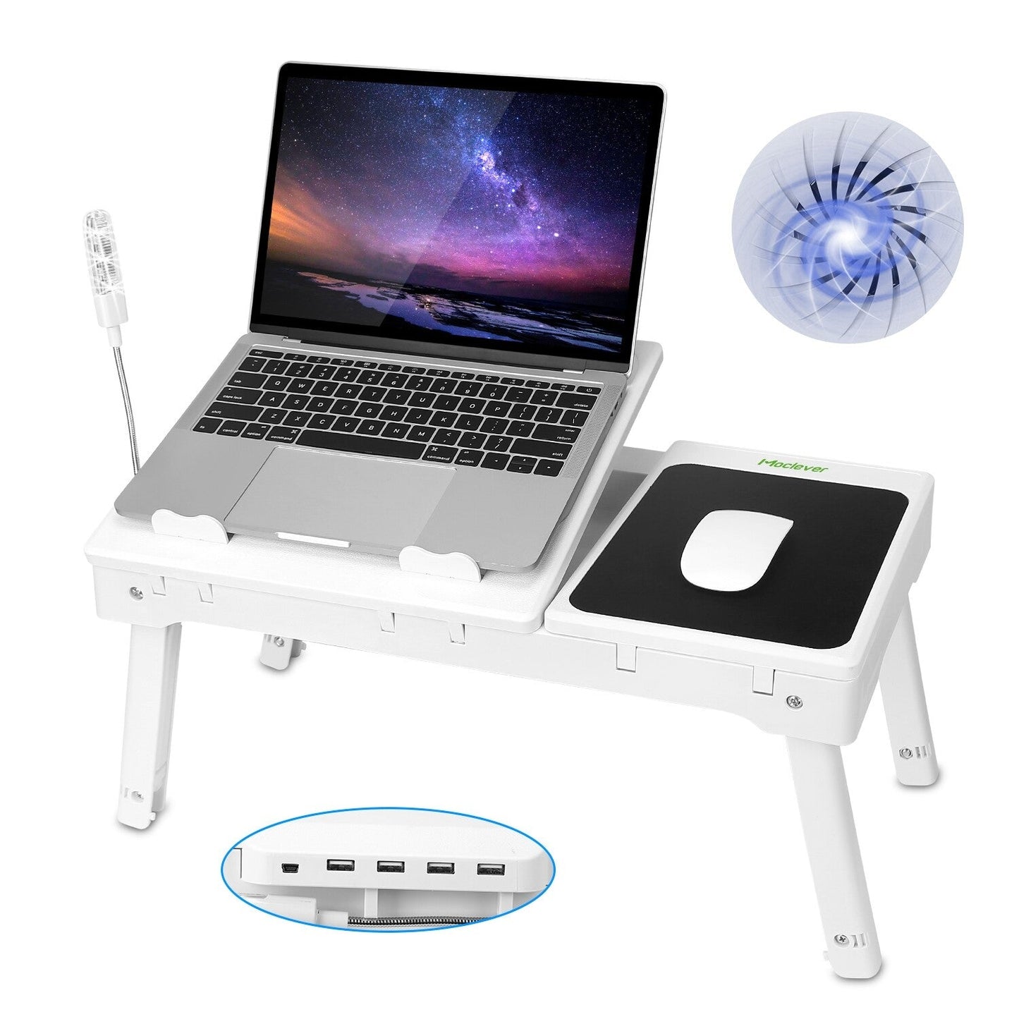 Folding Laptop Table with Cooling Fan — Adjustable, Foldable, Anti‑Slip Stand (Universal)