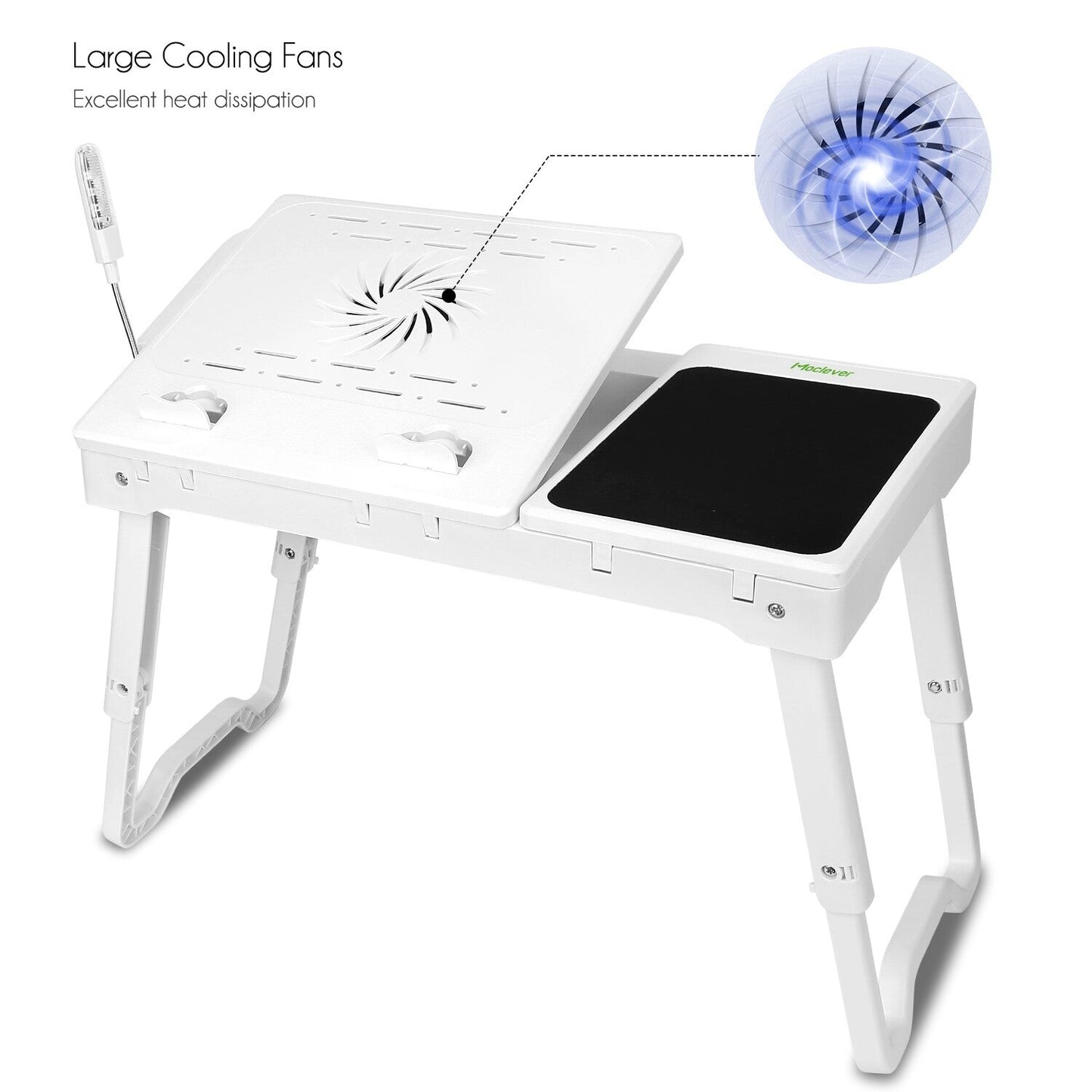 Folding Laptop Table with Cooling Fan — Adjustable, Foldable, Anti‑Slip Stand (Universal)