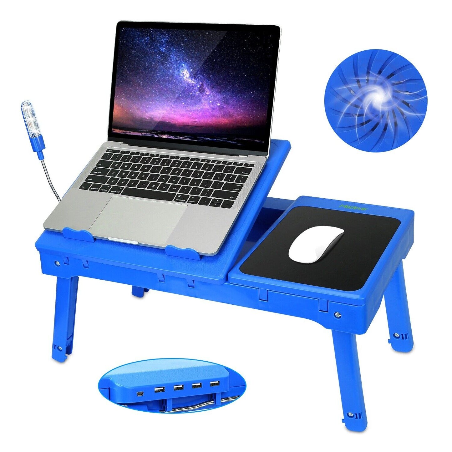 Folding Laptop Table with Cooling Fan — Adjustable, Foldable, Anti‑Slip Stand (Universal)