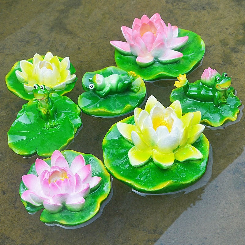 Floating Frog and Fish Pond Scenery Water Surface Decoration Water Fountain Resin