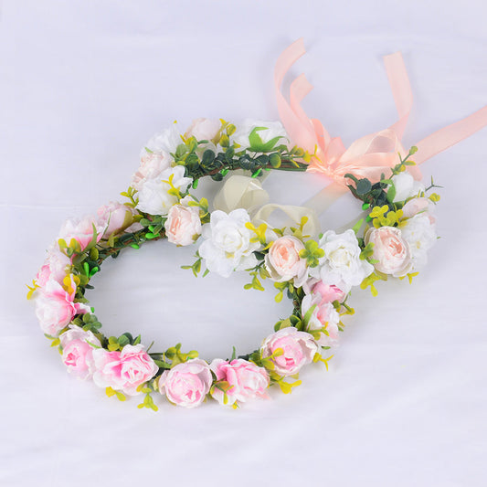 Flower garland super fairy bridal headpiece handmade simulation flower fairy headpiece wedding photography hair accessory