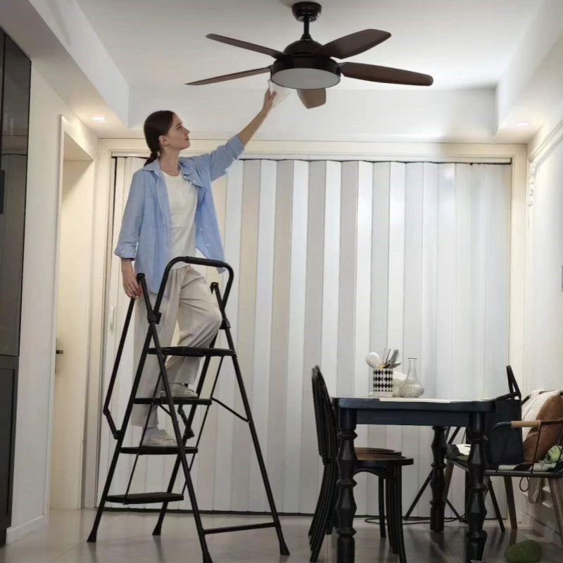 Four step ladder, lightweight folding four step stool, wide anti slip pedal and safety handle, sturdy steel ladder