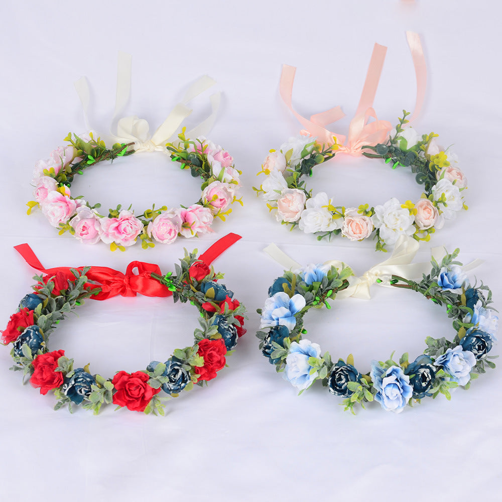 Flower garland super fairy bridal headpiece handmade simulation flower fairy headpiece wedding photography hair accessory