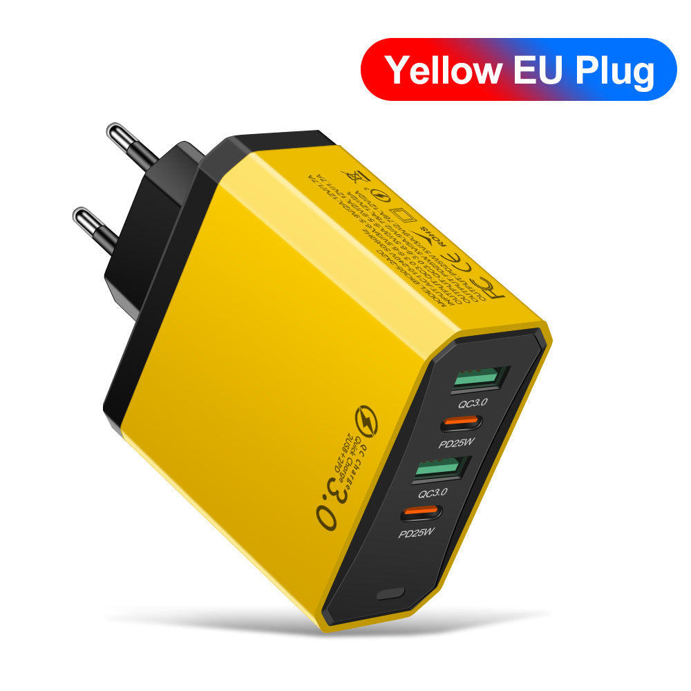 Four in one 2USB+2PD mobile phone charger, tablet plug, European, American and British standard super fast charging