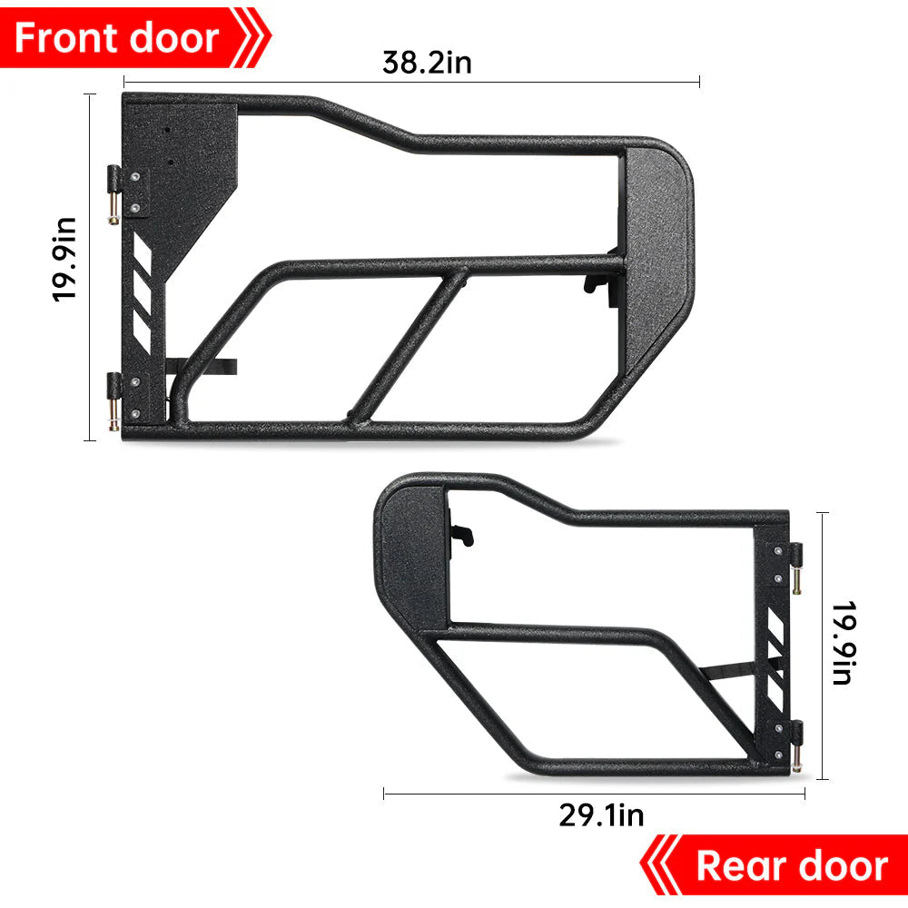 Jeep Tube Doors for Wrangler JL & Gladiator JT (2018-2024) - 4-Pc Set w/Mirrors