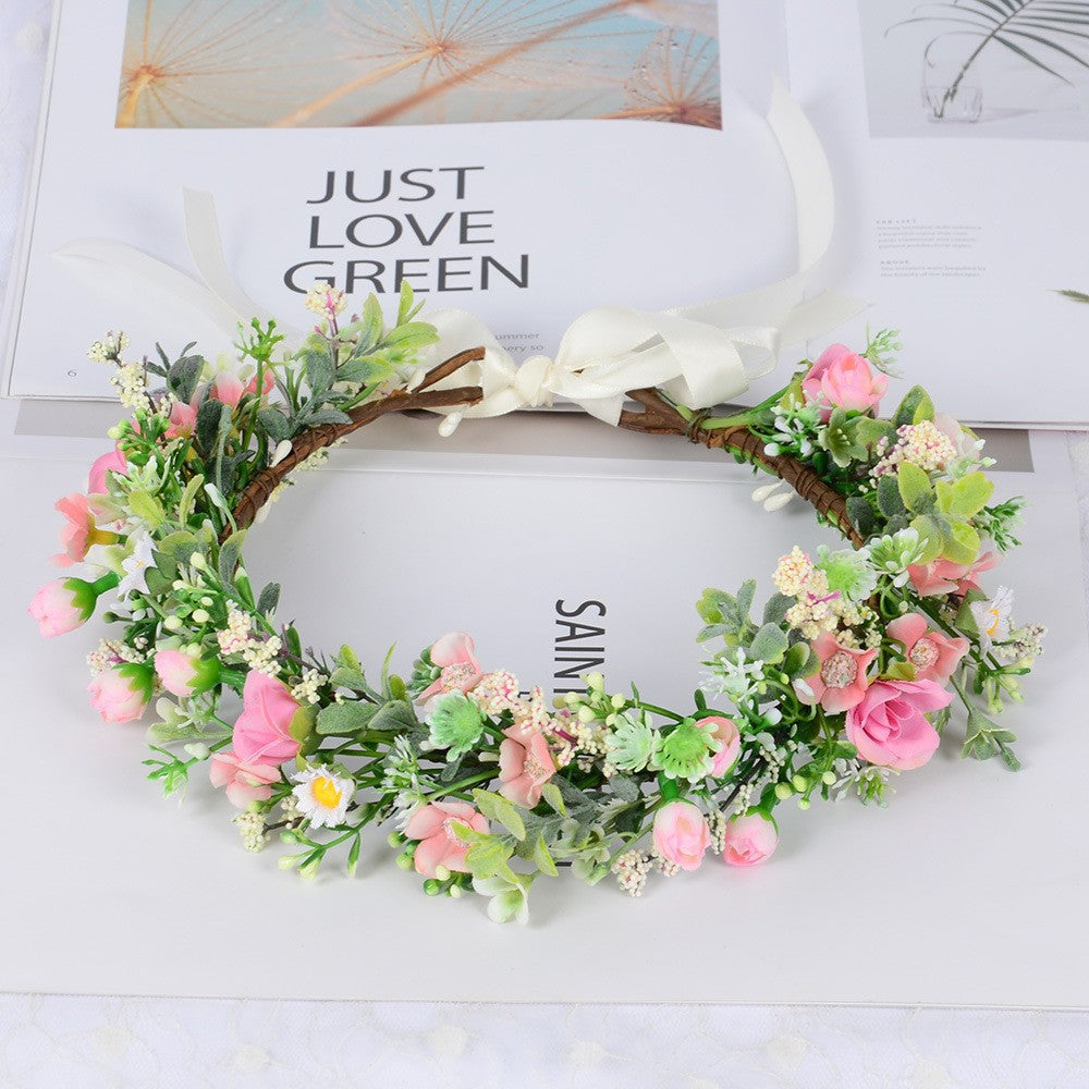 Forest style bride sweet flower headband hair accessories super fairy small floral accessories and makeup styling photography photography travel photography