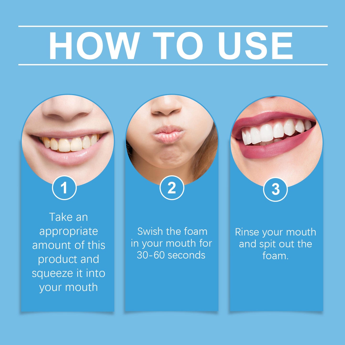 Foaming Mouthwash, Gentle Ingredients Clean Teeth Stains Remove Odors Fresh Mouthwash