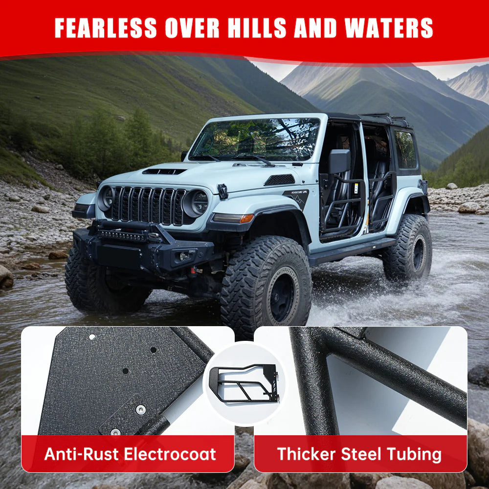 Jeep Tube Doors for Wrangler JL & Gladiator JT (2018-2024) - 4-Pc Set w/Mirrors