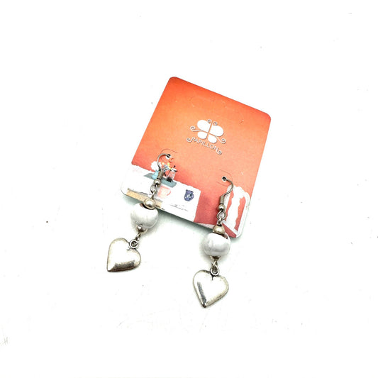 Heart Charm Earring- Bright White