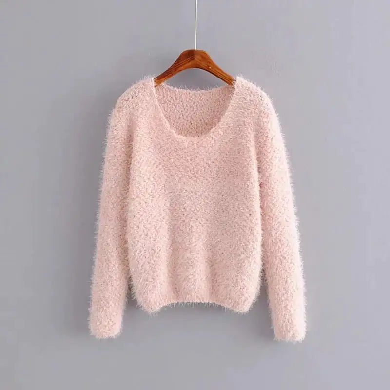 Women's Solid Color Round Neck Pullover Sweater