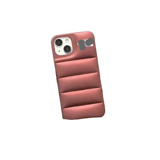 For Fashion Brand Down Jacket Phone Case For iPhone Coffee Copper Color