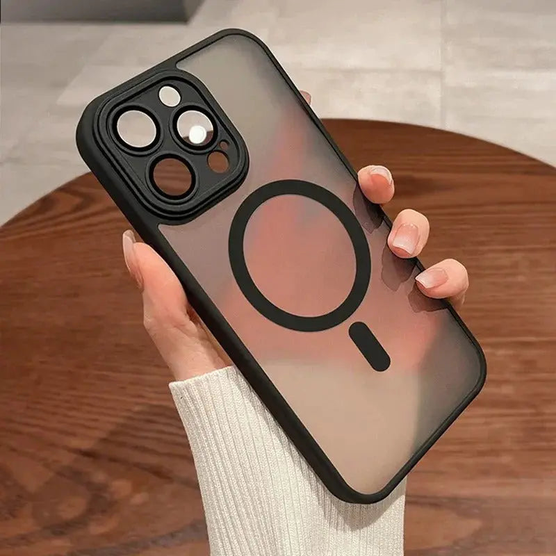 For Matte Wireless Charging Case For iPhone Shockproof Lens Protection Cover Matte Black