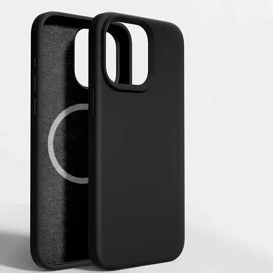 For Upgraded Magnetic Case For iPhone 15 12 Pro Max Wireless Charge Cases Liquid Silicone Phone Cover Black